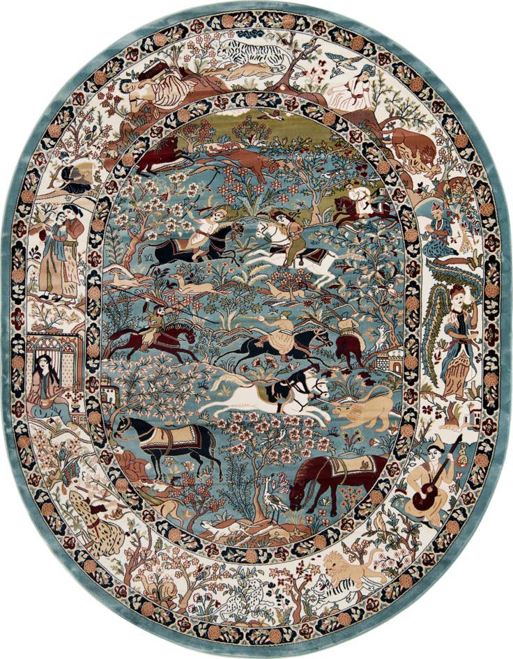Detail image of 7' 10 x 10' Nain Design Oval Rug