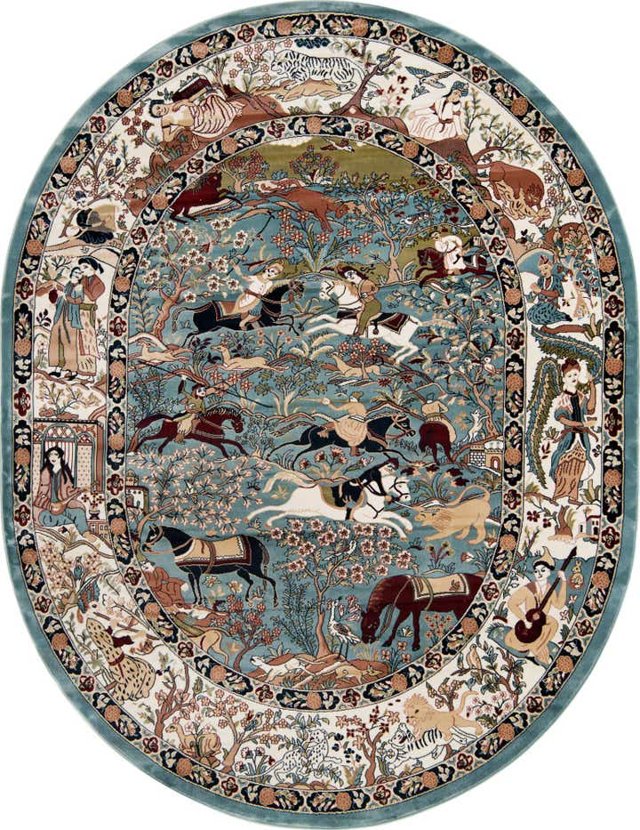 7' 10 x 10' Nain Design Oval Rug