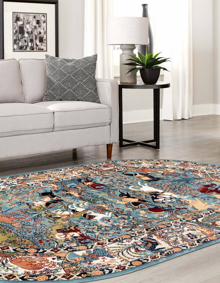 Detail image of 4' 1 x 6' 1 Nain Design Oval Rug