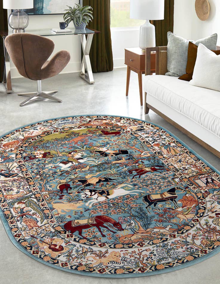 Detail image of 4' 1 x 6' 1 Nain Design Oval Rug