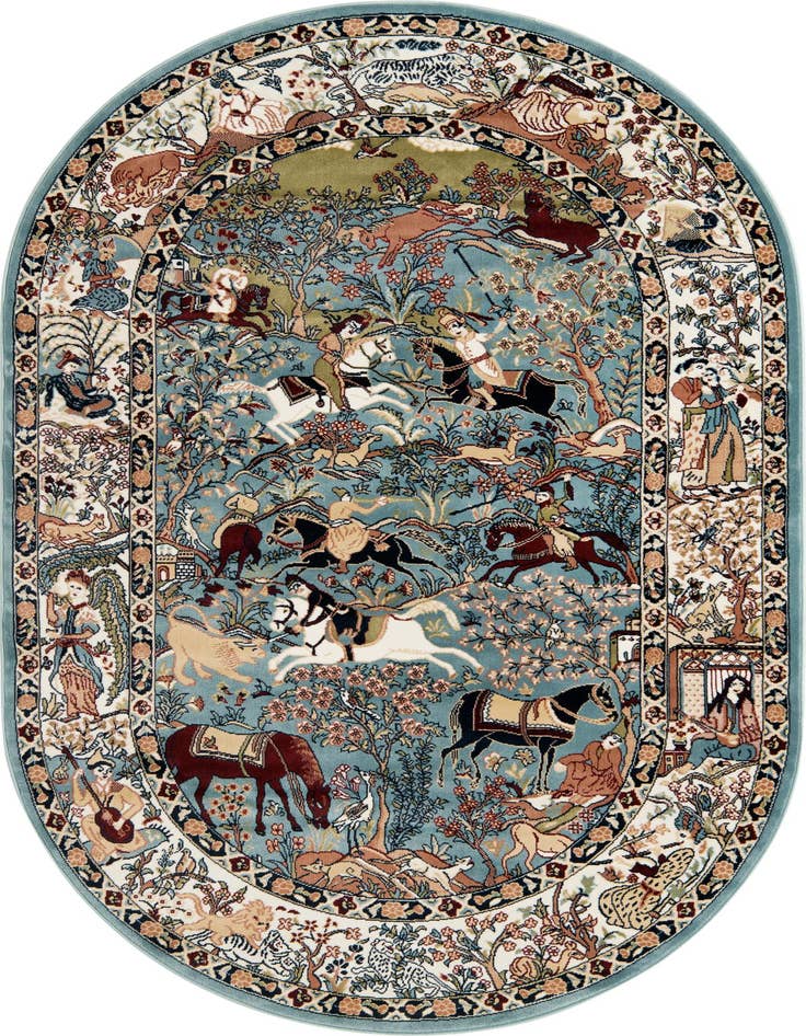 Detail image of 5' 3 x 8' Nain Design Oval Rug