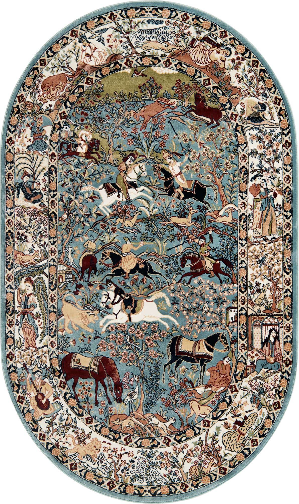 5' 3 x 8' Nain Design Oval Rug