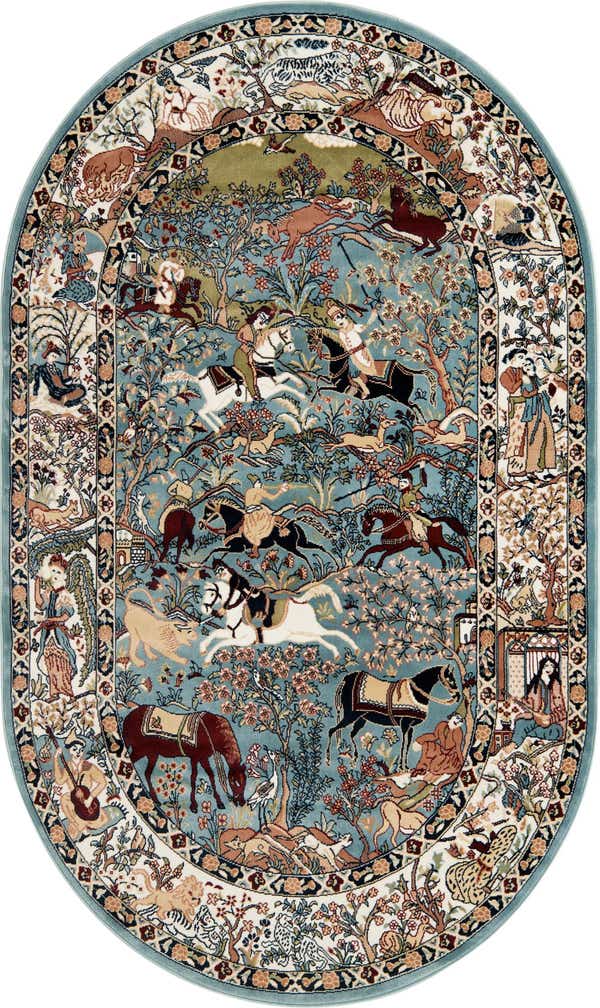 5' 3 x 8' Nain Design Oval Rug