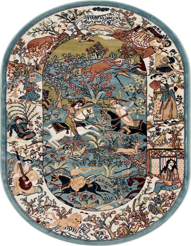 Detail image of 3' x 5' 3 Nain Design Oval Rug