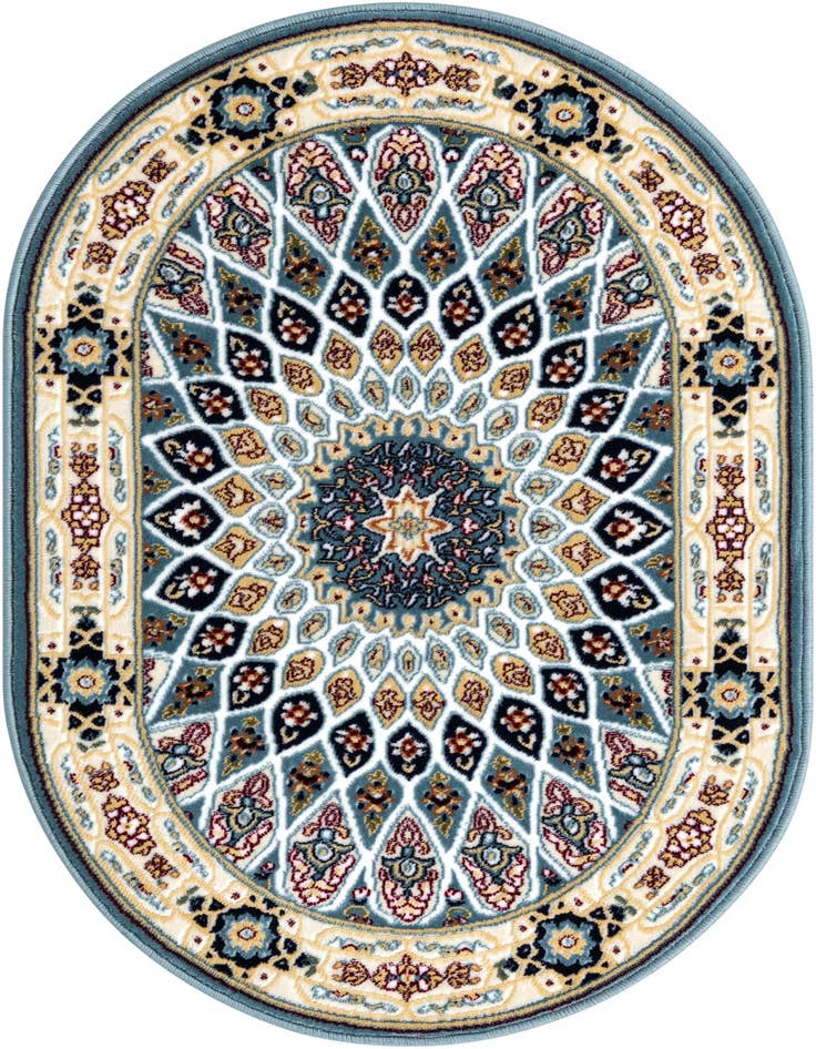 Detail image of 4' x 6' Nain Design Oval Rug