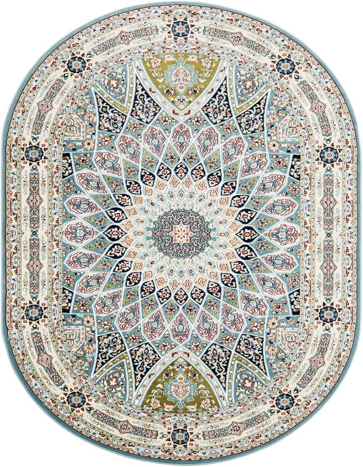 Detail image of 5' 3 x 8' Nain Design Oval Rug