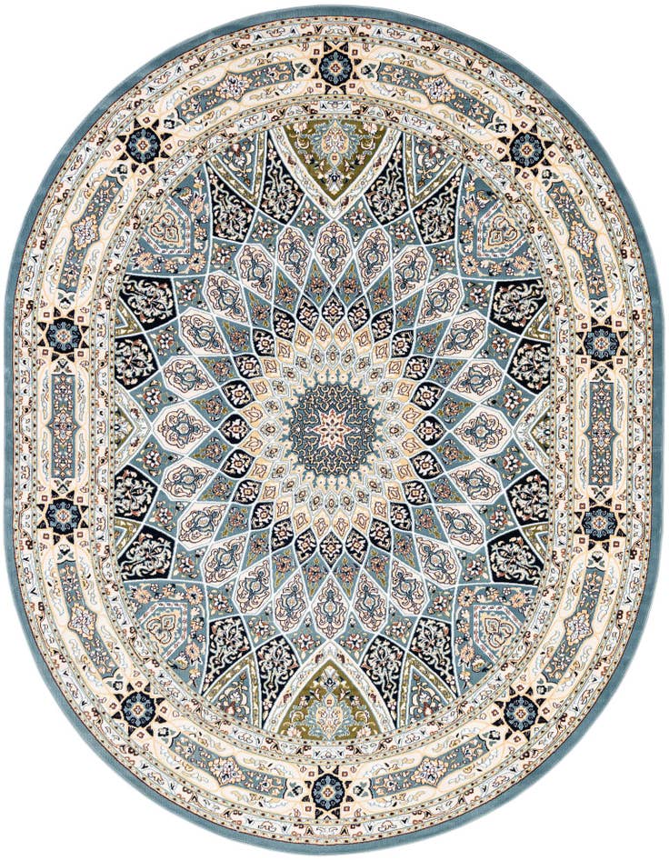 Detail image of 7' 10 x 10' Nain Design Oval Rug