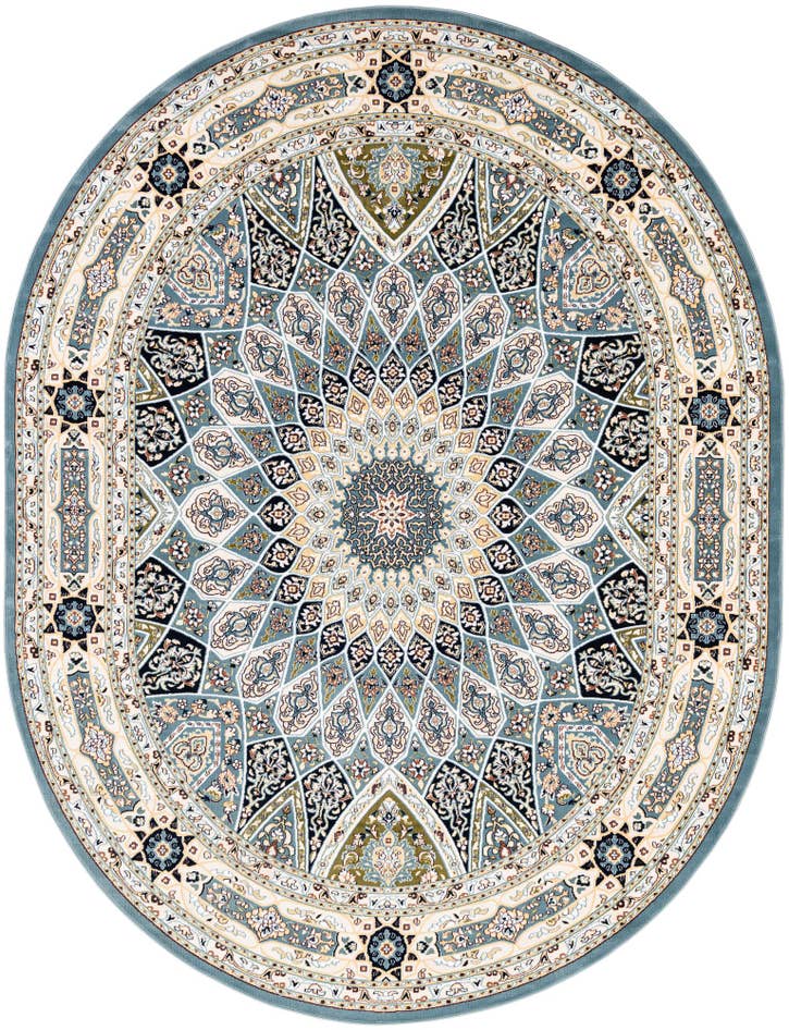 Detail image of 7' 10 x 10' Nain Design Oval Rug