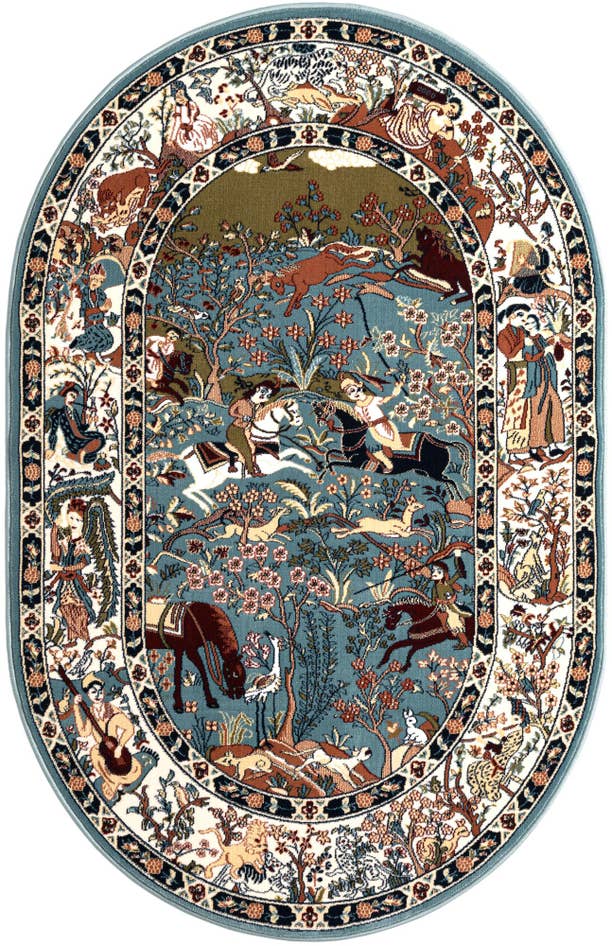 Detail image of 4' 1 x 6' 1 Nain Design Oval Rug