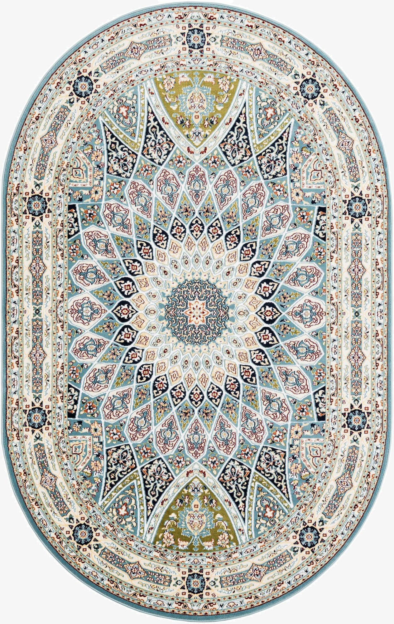 Primary image 5' 3 x 8' Nain Design Oval Rug