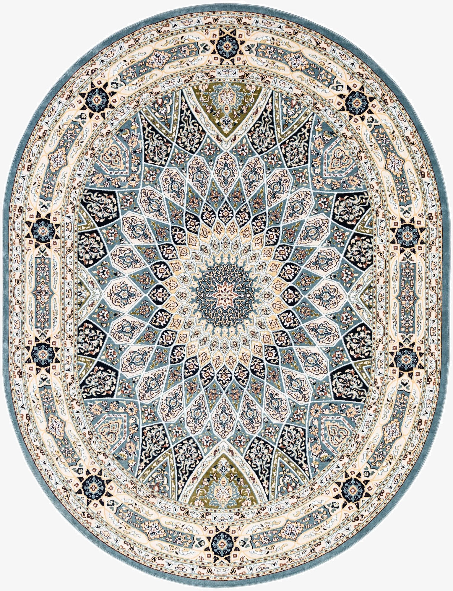 7' 10 x 10' Nain Design Oval Rug