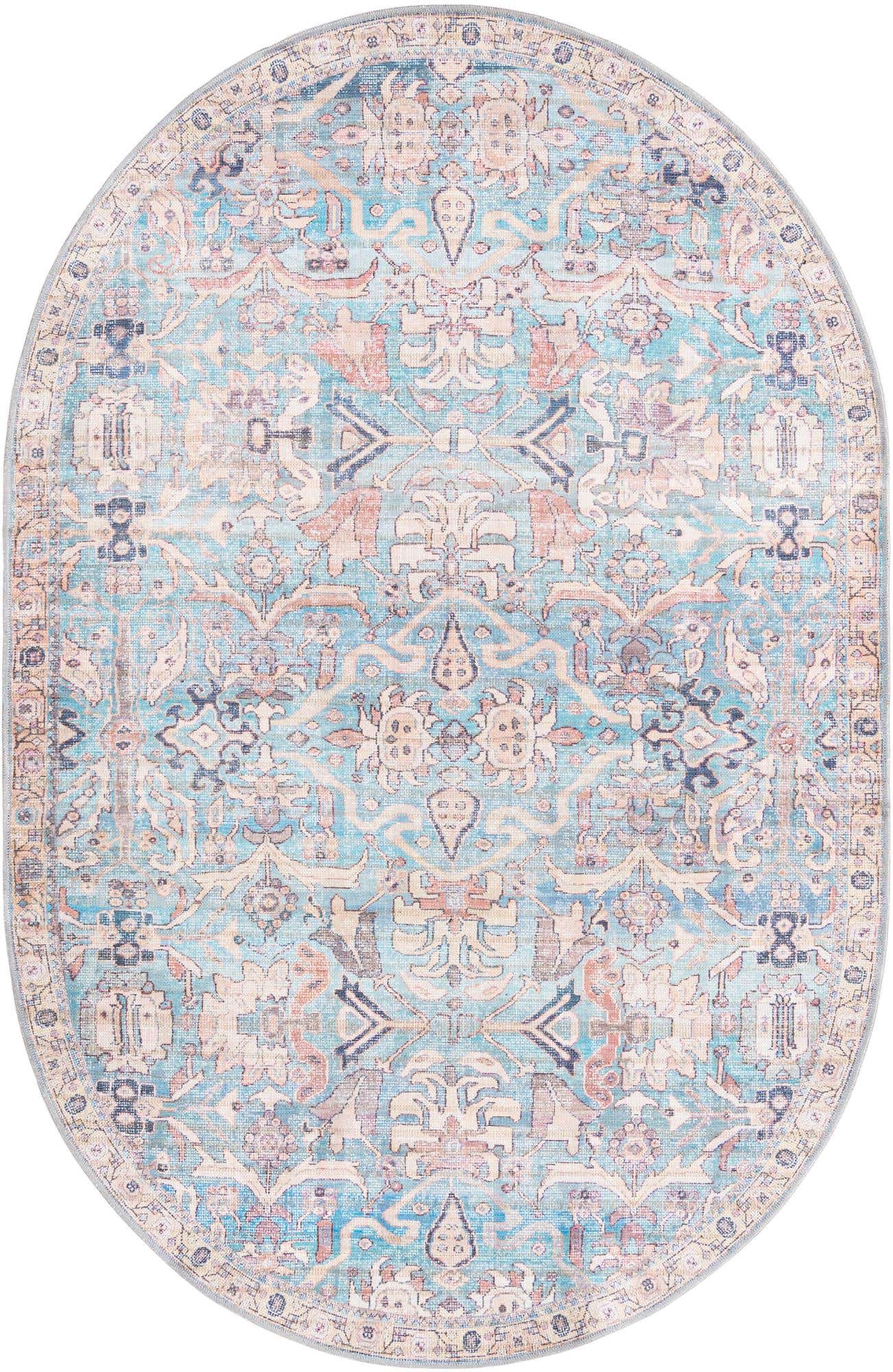 5' 3 x 8' Washable Nostalgia Oval Rug