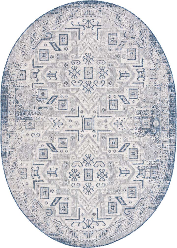 7' 10 x 10' Easy-Clean Aztec Indoor / Outdoor Oval Rug