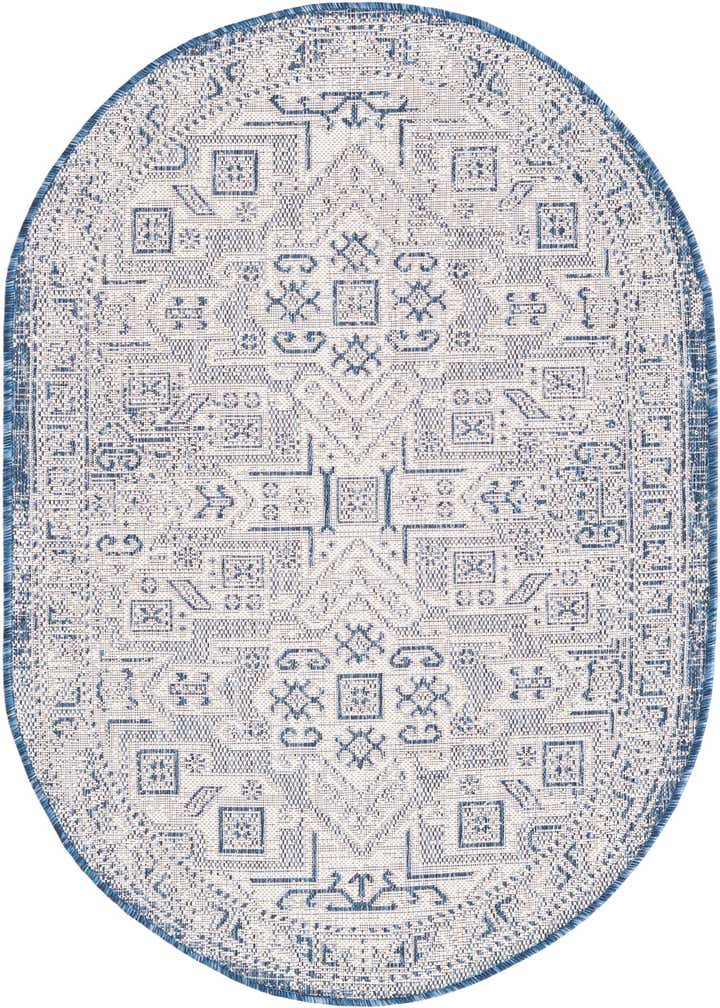 3' x 5' 3 Easy-Clean Aztec Indoor / Outdoor Oval Rug