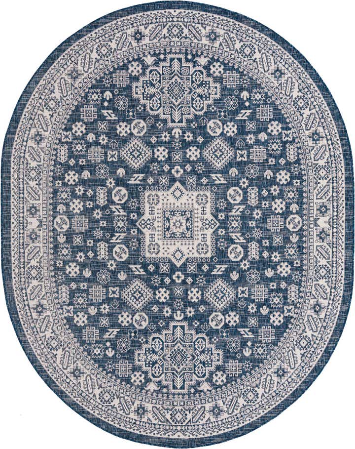 7' 10 x 10' Easy-Clean Aztec Indoor / Outdoor Oval Rug