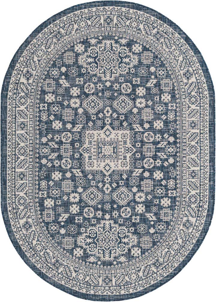 5' 3 x 8' Easy-Clean Aztec Indoor / Outdoor Oval Rug