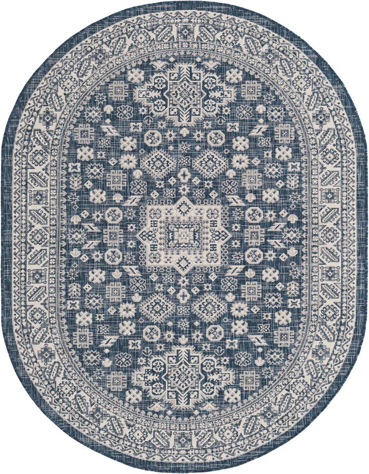 Detail image of 5' 3 x 8' Easy-Clean Aztec Indoor / Outdoor Oval Rug