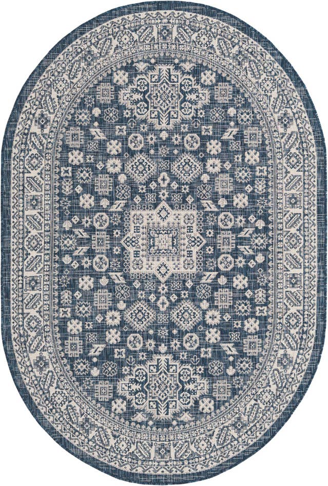Detail image of 5' 3 x 8' Easy-Clean Aztec Indoor / Outdoor Oval Rug