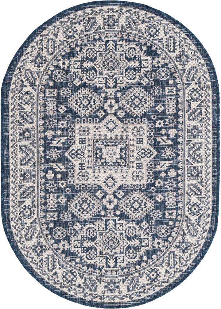 3' x 5' 3 Easy-Clean Aztec Indoor / Outdoor Oval Rug
