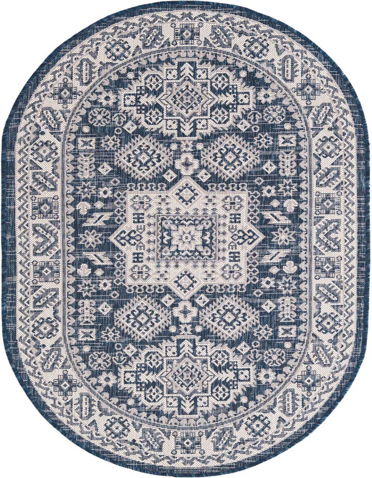 Detail image of 3' x 5' 3 Easy-Clean Aztec Indoor / Outdoor Oval Rug