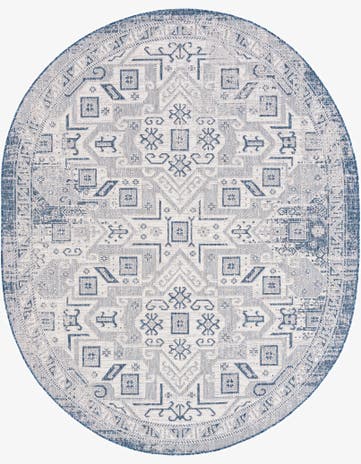 7' 10 x 10' Easy-Clean Aztec Indoor / Outdoor Oval Rug