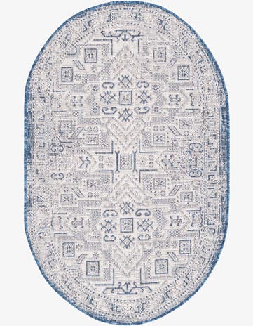 3' x 5' 3 Easy-Clean Aztec Indoor / Outdoor Oval Rug