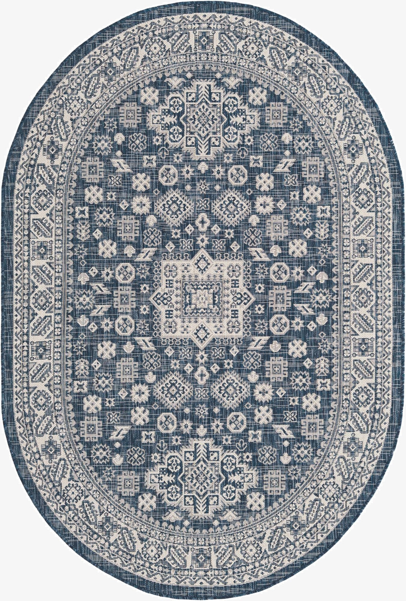 Primary image 5' 3 x 8'  Washable Aztec Indoor / Outdoor Oval Rug