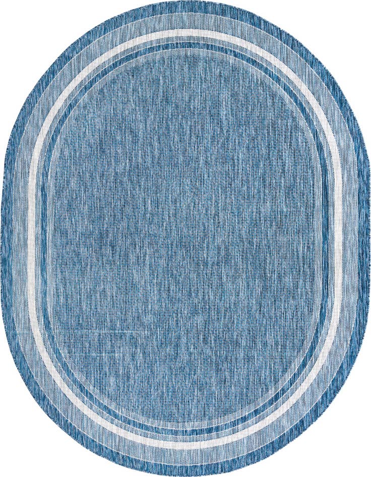 Detail image of 7' 10 x 10' Easy-Clean Border Indoor / Outdoor Oval Rug