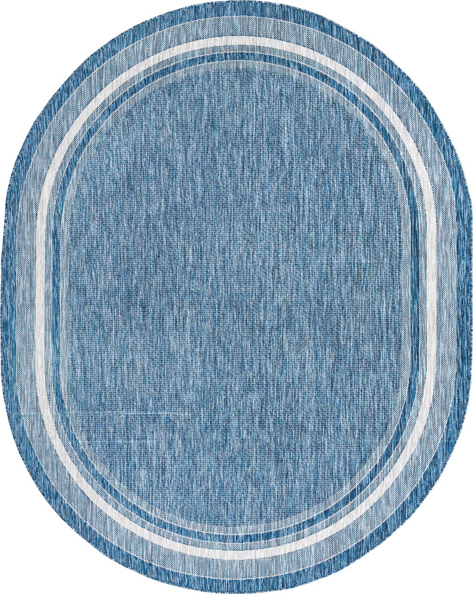 7' 10 x 10' Easy-Clean Border Indoor / Outdoor Oval Rug