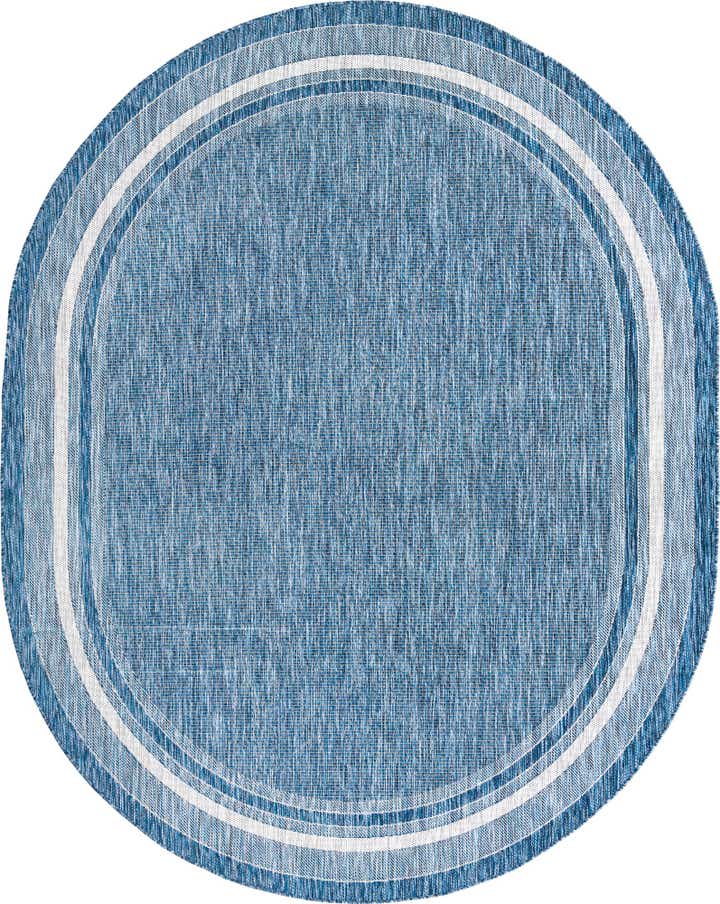 7' 10 x 10' Easy-Clean Border Indoor / Outdoor Oval Rug