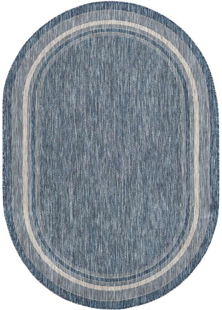 5' 3 x 8' Easy-Clean Border Indoor / Outdoor Oval Rug
