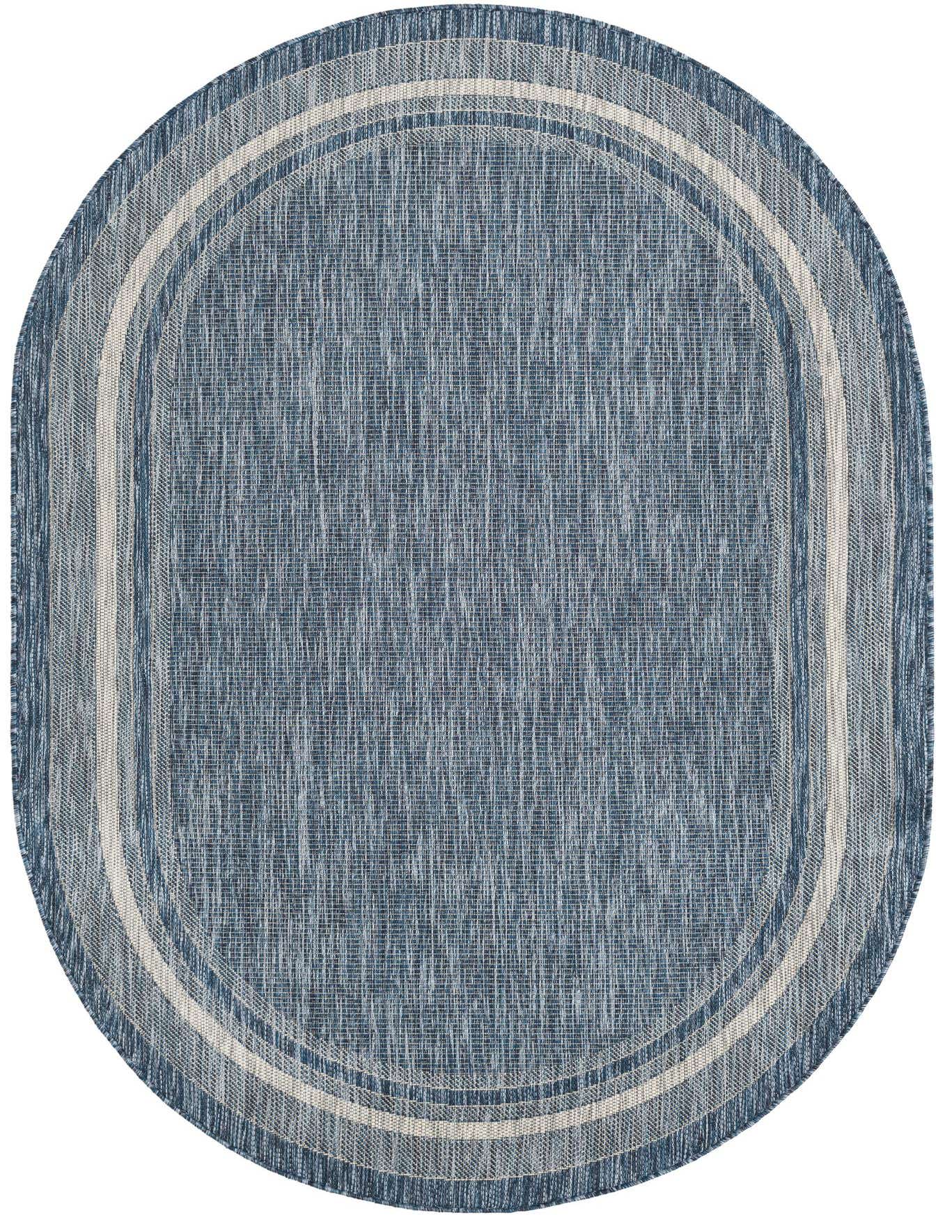 5' 3 x 8' Easy-Clean Border Indoor / Outdoor Oval Rug