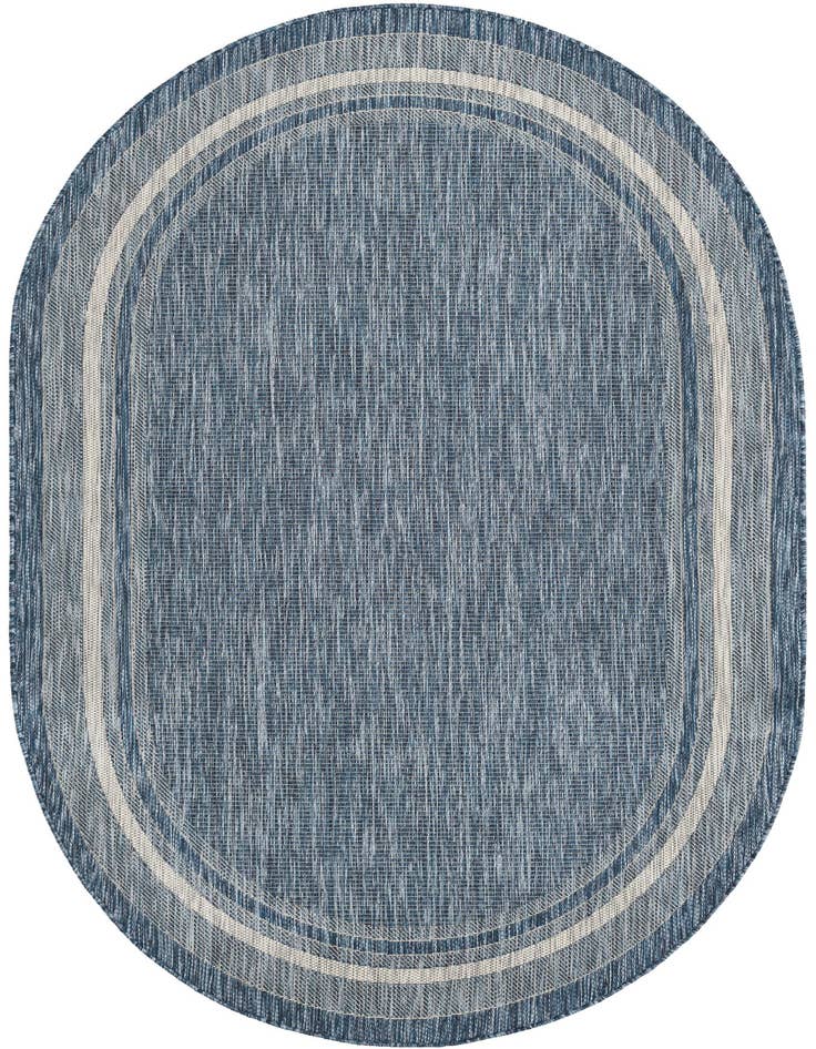 Detail image of 5' 3 x 8' Easy-Clean Border Indoor / Outdoor Oval Rug
