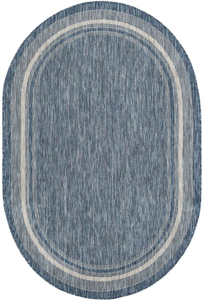 5' 3 x 8' Easy-Clean Border Indoor / Outdoor Oval Rug