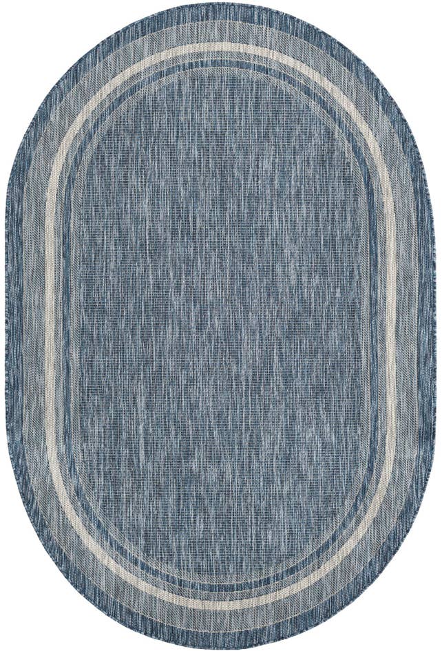 Detail image of 5' 3 x 8' Easy-Clean Border Indoor / Outdoor Oval Rug