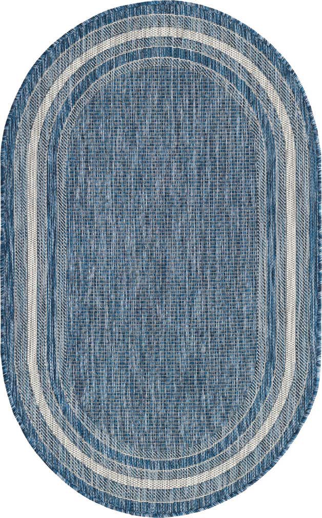3' x 5' 3 Easy-Clean Border Indoor / Outdoor Oval Rug