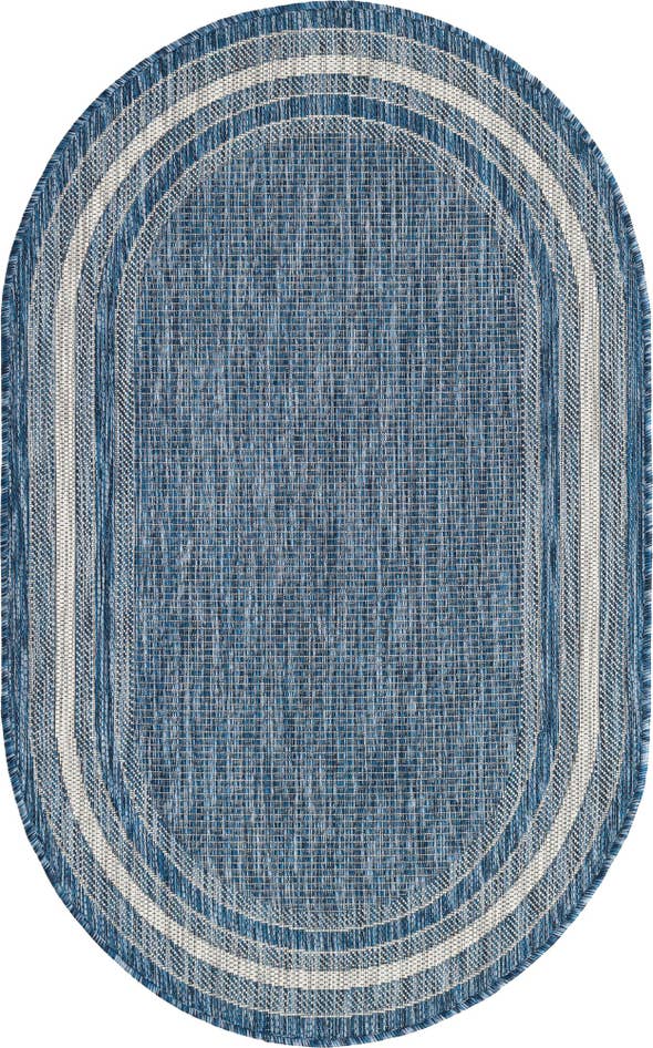 Detail image of 3' x 5' 3 Easy-Clean Border Indoor / Outdoor Oval Rug