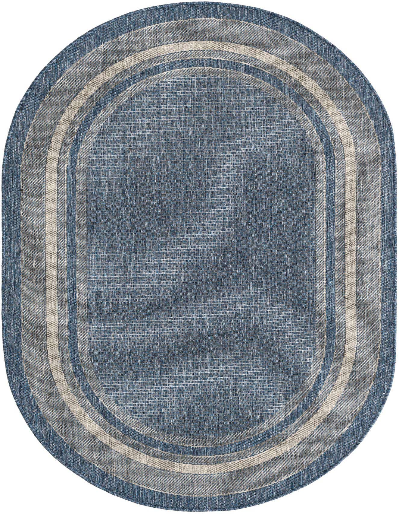 4' x 6' Easy-Clean Border Indoor / Outdoor Oval Rug