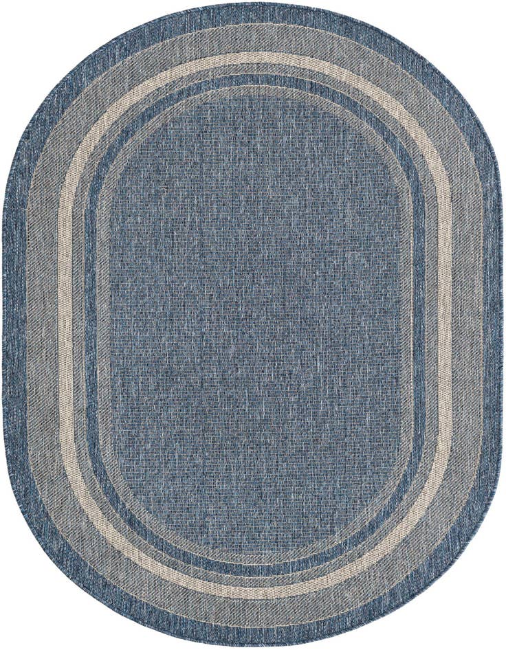 Detail image of 4' x 6' Easy-Clean Border Indoor / Outdoor Oval Rug