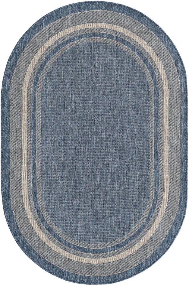 Detail image of 4' x 6' Easy-Clean Border Indoor / Outdoor Oval Rug