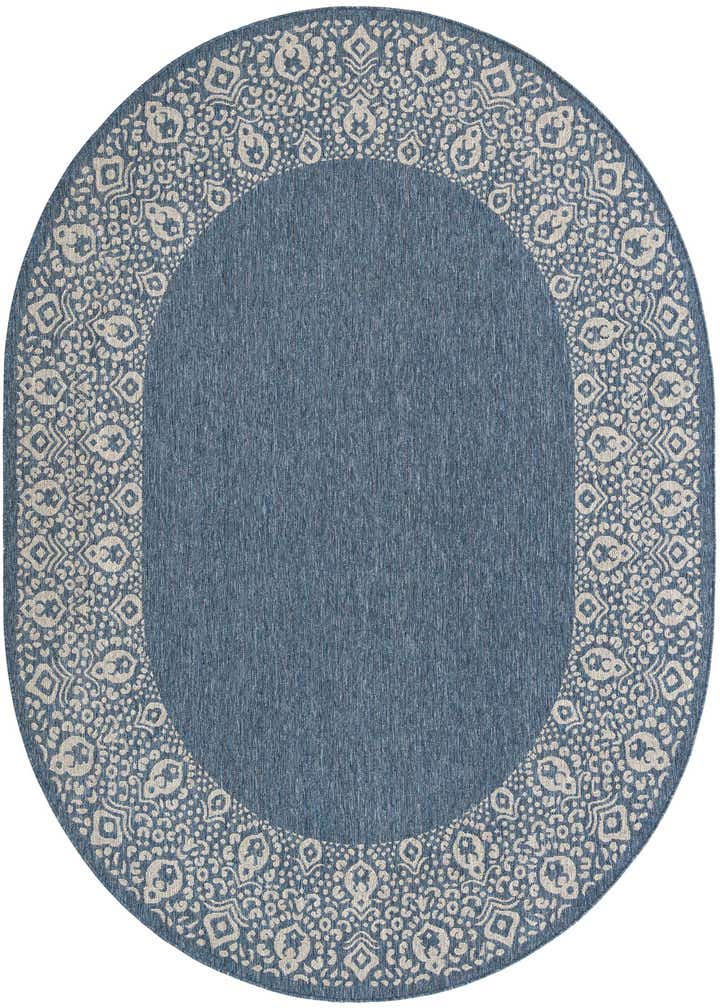 7' 10 x 10' Easy-Clean Border Indoor / Outdoor Oval Rug