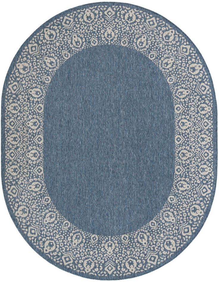 Detail image of 7' 10 x 10' Easy-Clean Border Indoor / Outdoor Oval Rug