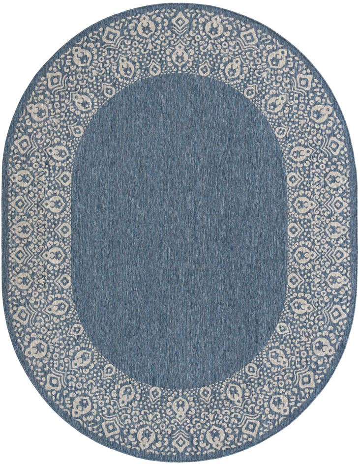 Detail image of 7' 10 x 10' Easy-Clean Border Indoor / Outdoor Oval Rug