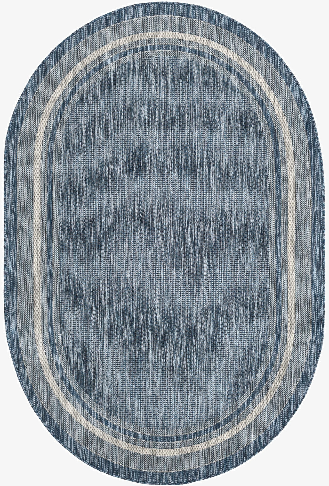 5' 3 x 8'  Washable Border Indoor / Outdoor Oval Rug