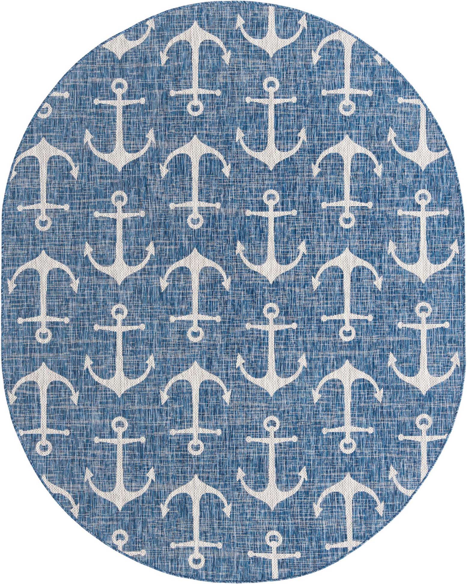 7' 10 x 10' Easy-Clean Coastal Indoor / Outdoor Oval Rug