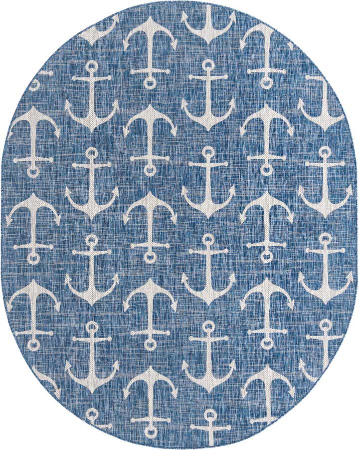 7' 10 x 10' Easy-Clean Coastal Indoor / Outdoor Oval Rug