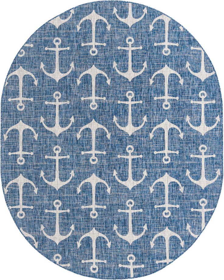 Detail image of 7' 10 x 10' Easy-Clean Coastal Indoor / Outdoor Oval Rug