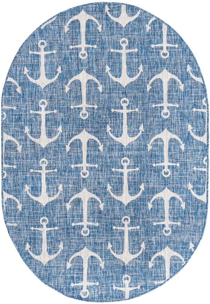 5' 3 x 8' Easy-Clean Coastal Indoor / Outdoor Oval Rug