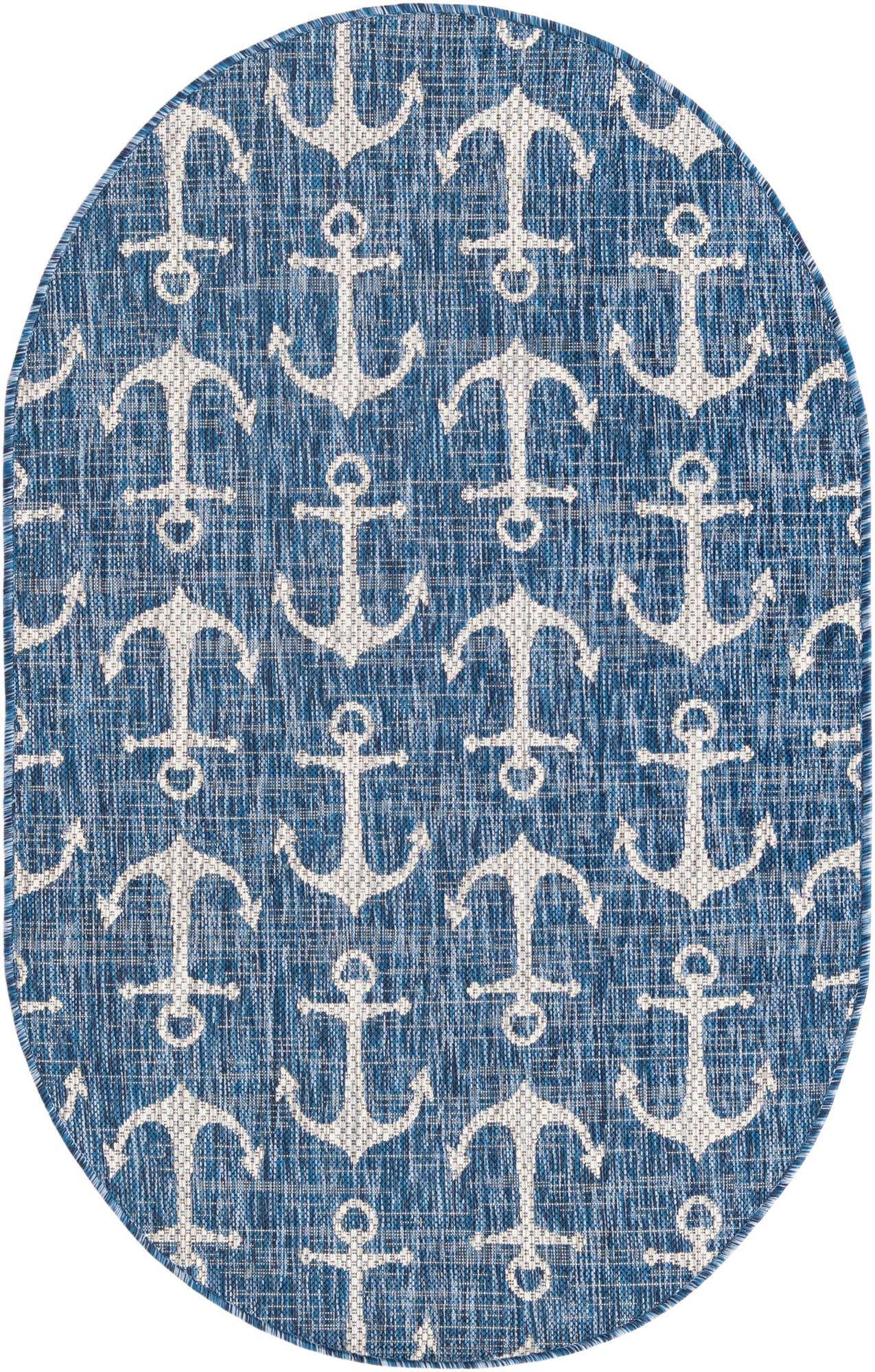 3' x 5' 3 Easy-Clean Coastal Indoor / Outdoor Oval Rug