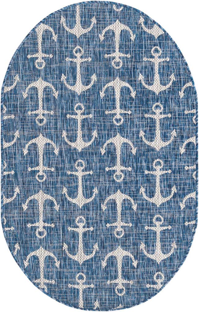 3' x 5' 3 Easy-Clean Coastal Indoor / Outdoor Oval Rug